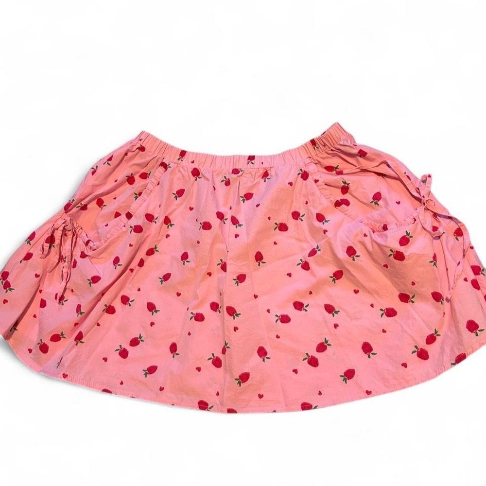ASOS Designs apple fruit pink skirt with bows and pockets size 10